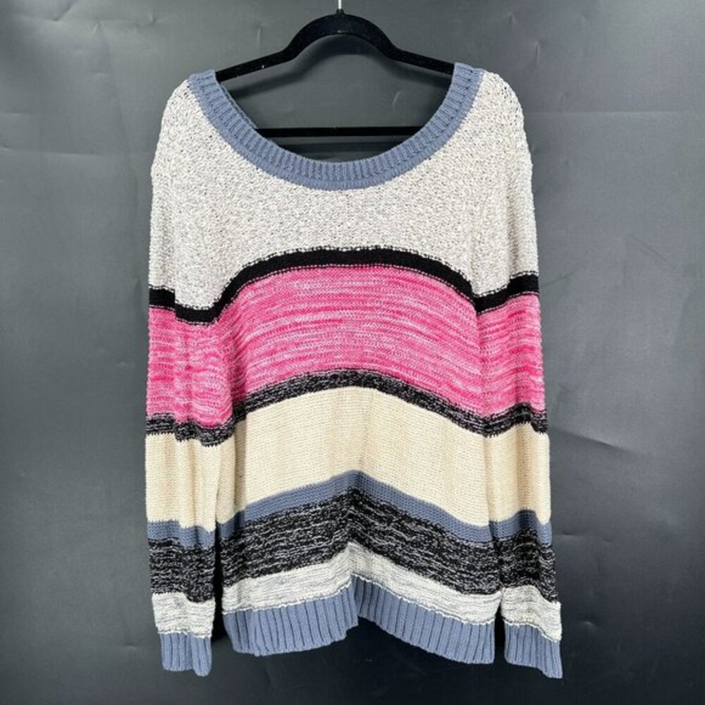 NEW Caslon colorblock pullover sweater marl‎ knit striped cozy comfy fun 2x PLUS